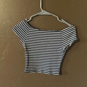 Brandy Melville blue and white stripped crop top